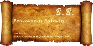 Benkovszky Baldvin névjegykártya